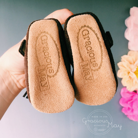 Gracious May Baby Moccasin Shoes Brown Suede Girls - Picture 2 of 2